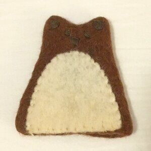 Handmade Felted Wool Brown Bear Egg Cozy & Metal Cup Set